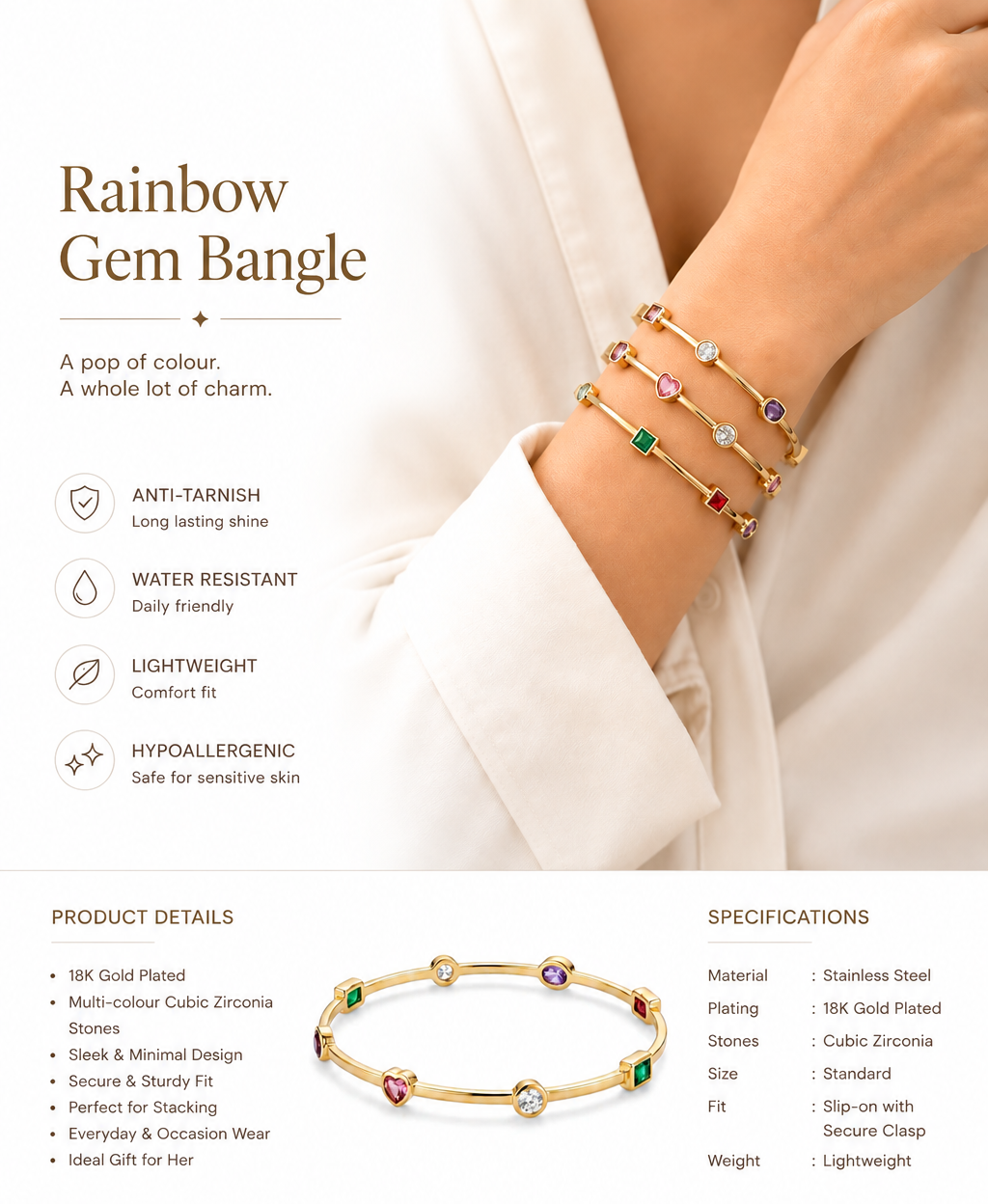 Rainbow Gem Bangle