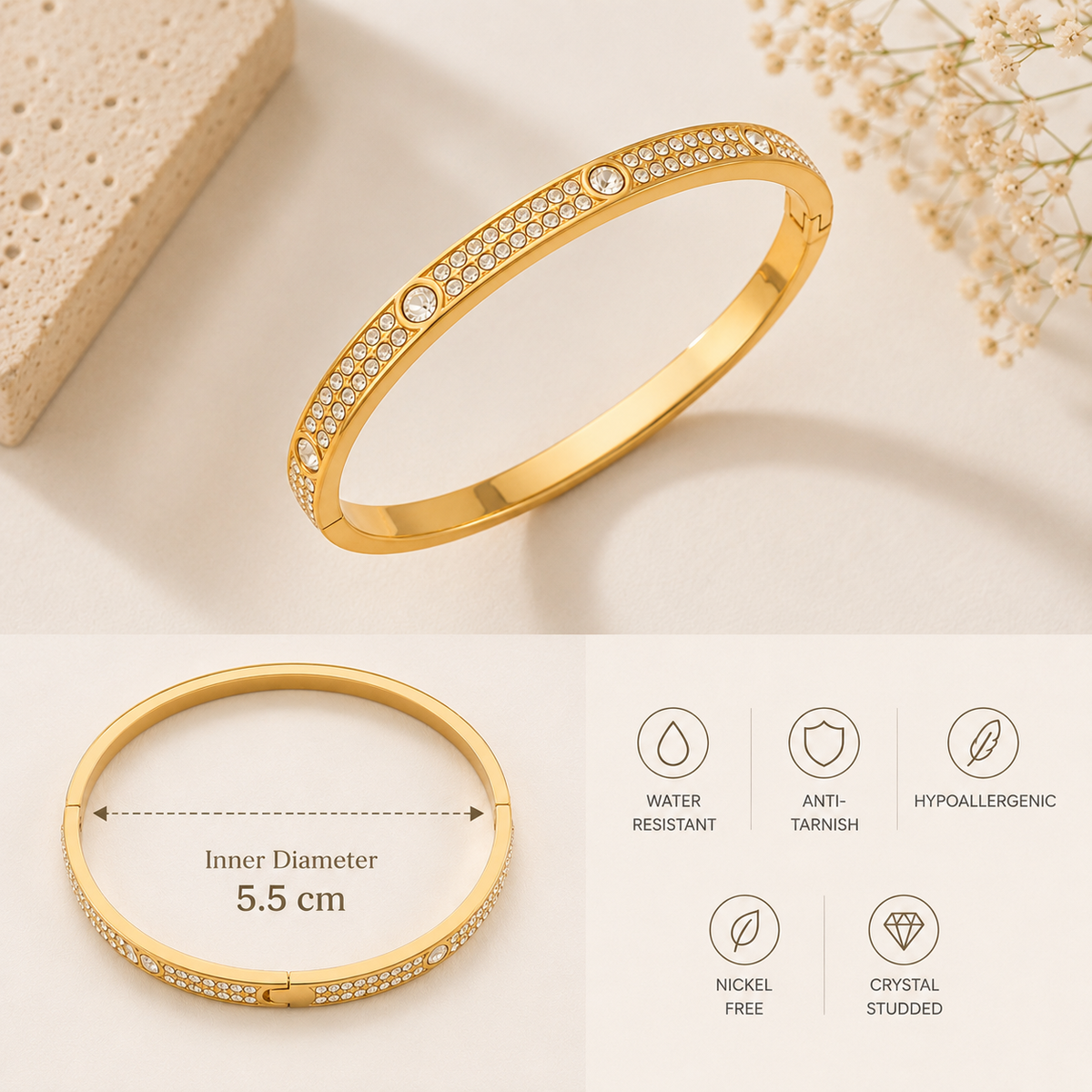 Crystal Luxe Gold Bangle