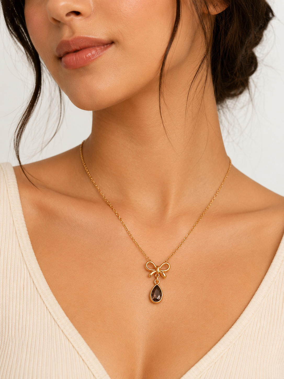Bow Drop Necklace