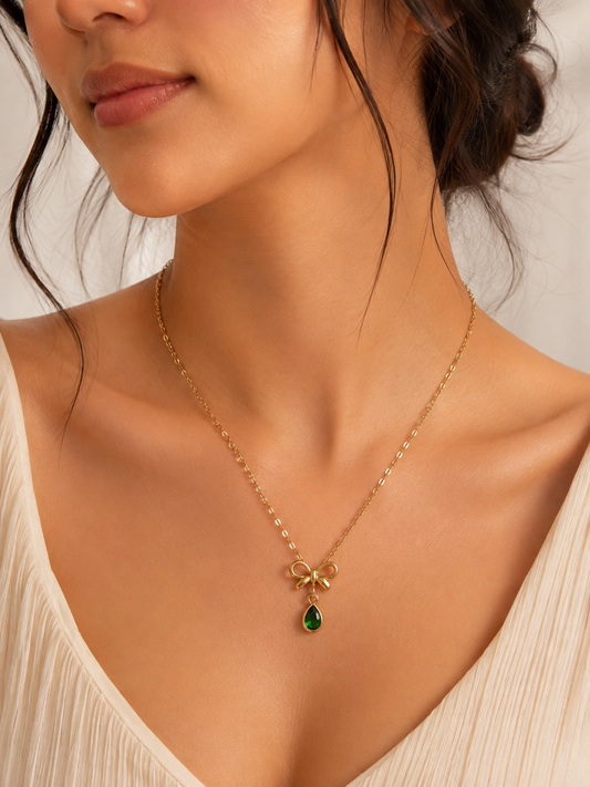 Bow Drop Necklace