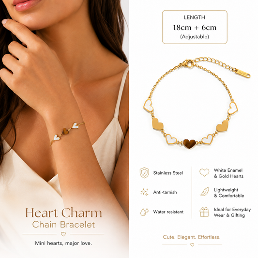 Heart Charm Chain Bracelet