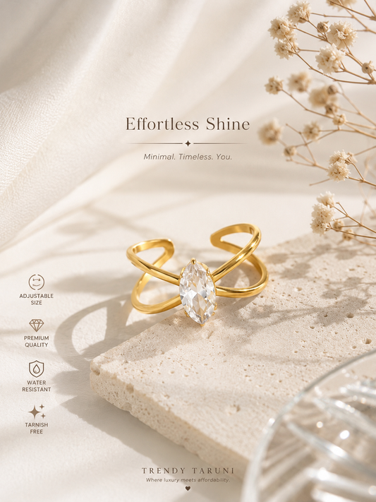 Marquise Criss-Cross Adjustable Ring