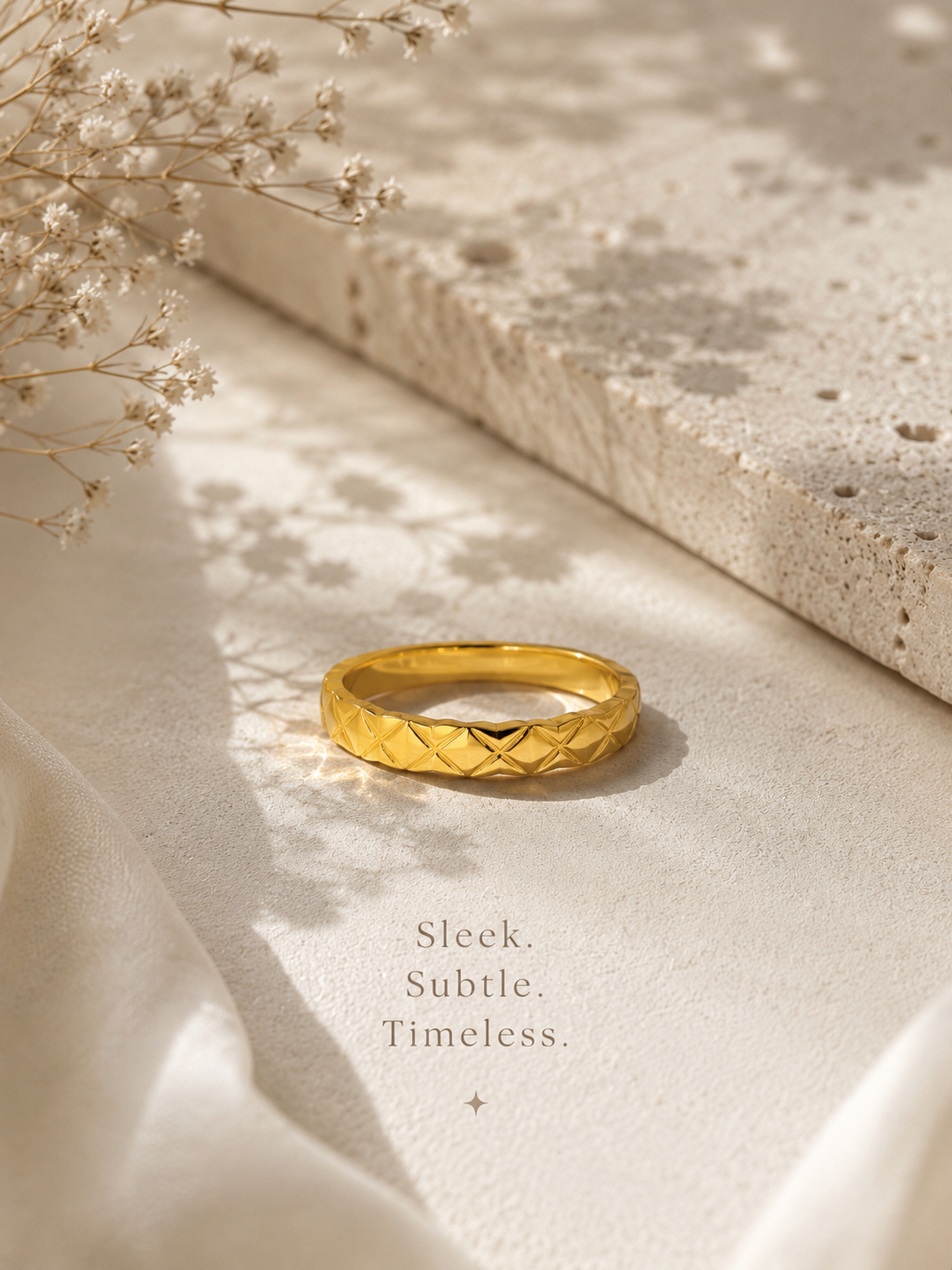 Sleek Textured Gold Ring
