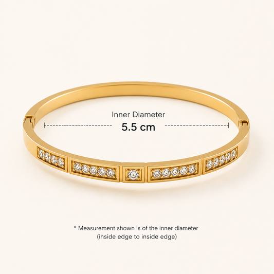 Crystal Panel Gold Bangle Bracelet