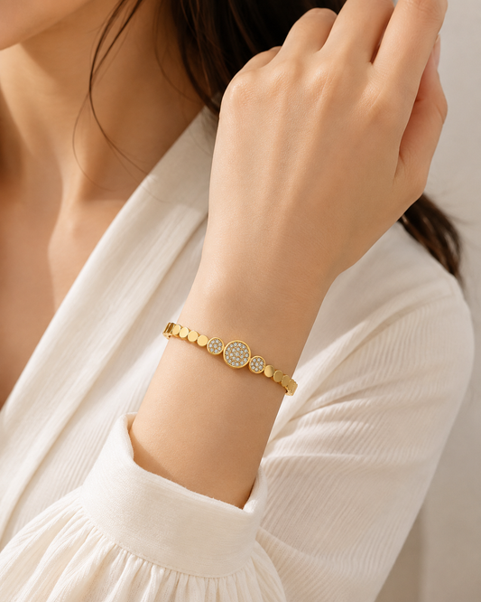 Crystal Trio Gold Bangle Bracelet