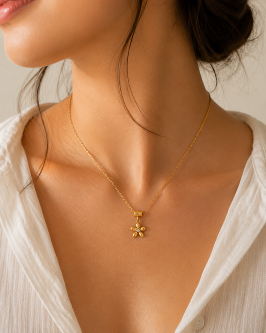 Golden Daisy Pendant Necklace