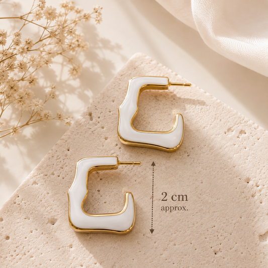 Ivory Curve Hoop Earrings