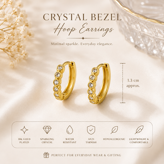 Crystal Bezel Hoop Earrings