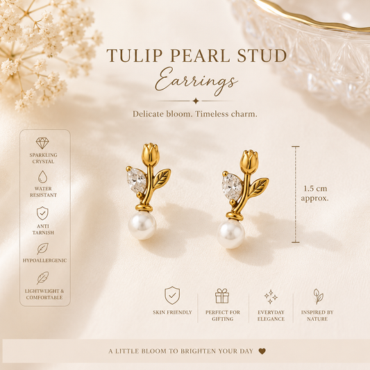 Tulip Pearl Stud Earrings