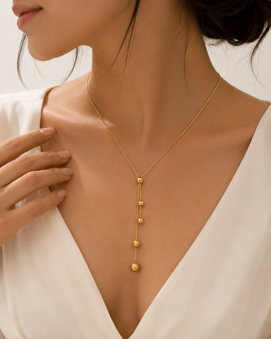 Golden Drop Tie Necklace
