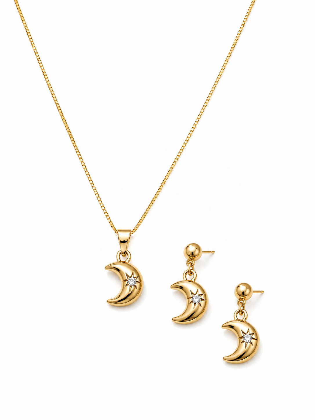 Celestial Moon Necklace & Earring Set