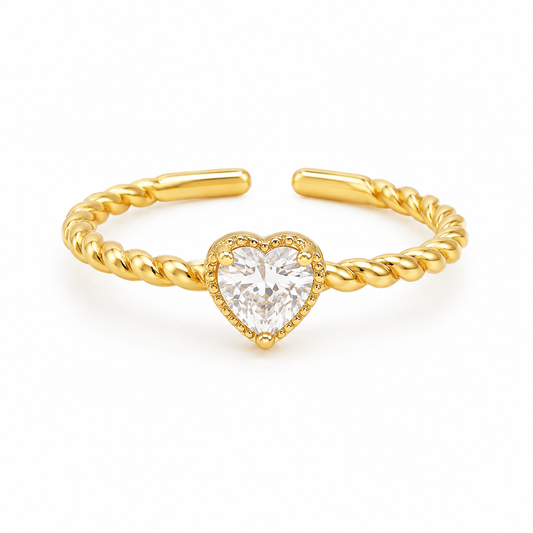 Heart Solitaire Adjustable Ring