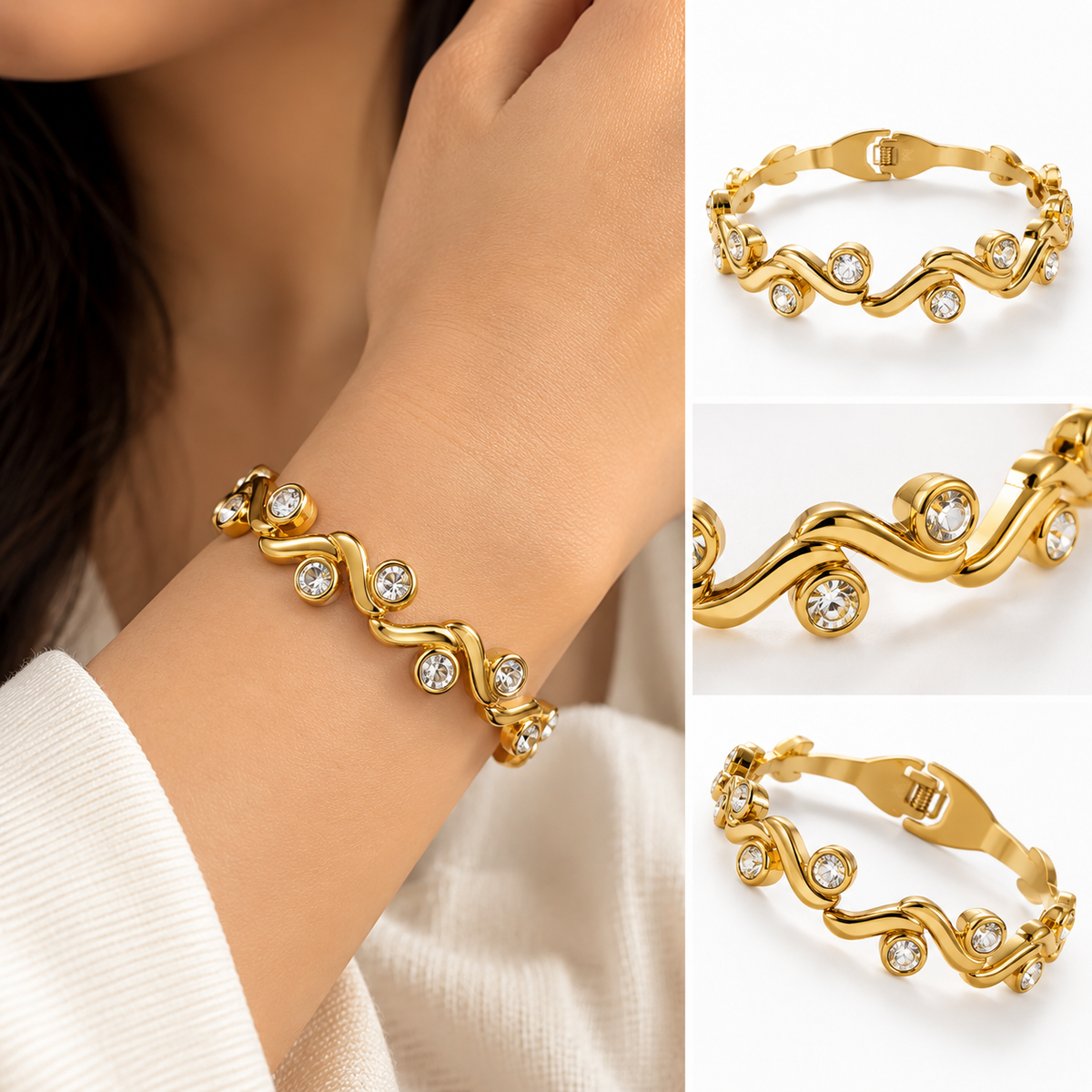 Celestial Wave Front-Open Bracelet