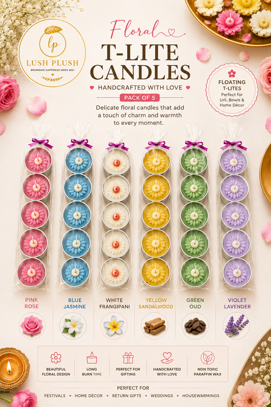 Floral T-Lite Candles – Pack of 5 🌸