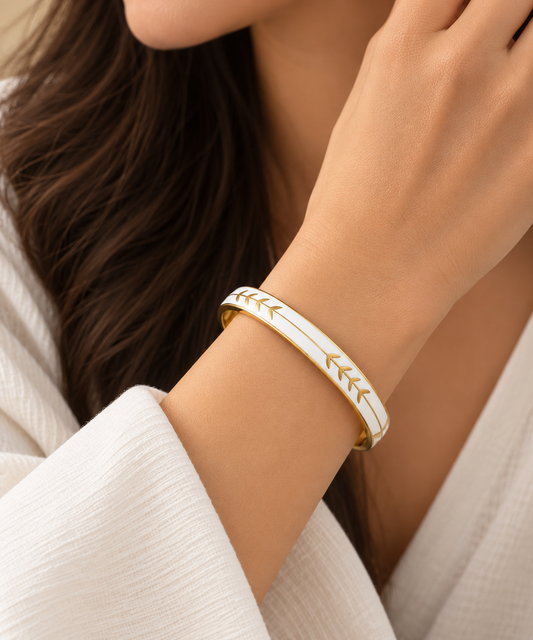 Ivory Vine Enamel Bangle