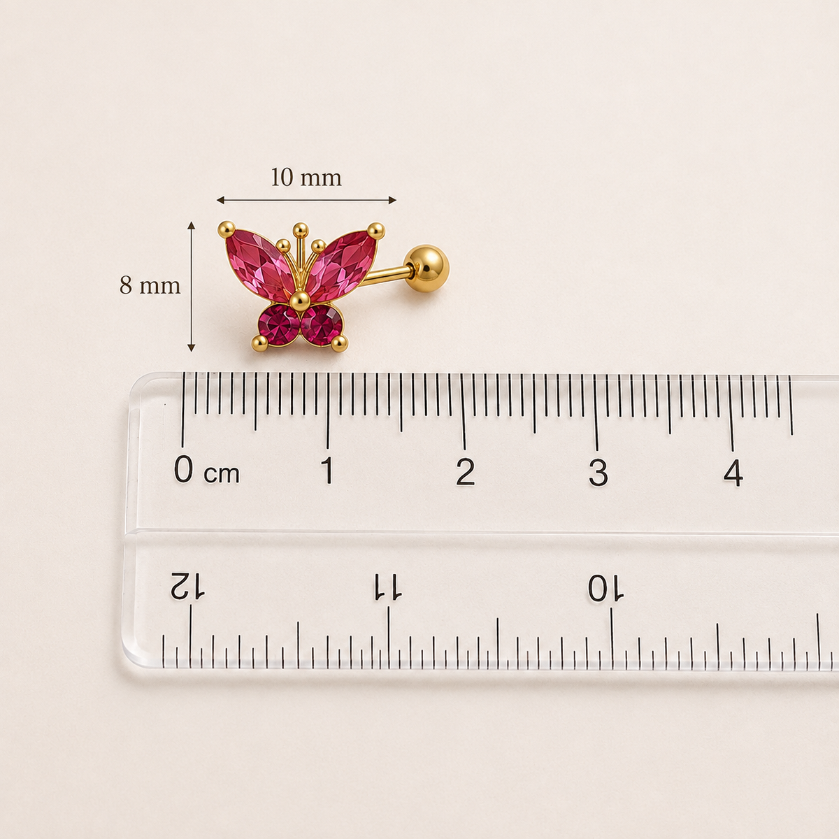 Ruby Butterfly Ball Back Earring